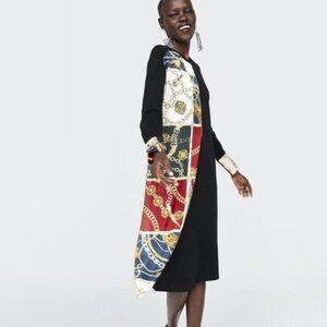 EUC Zara black & contrast chain print accent dress, S